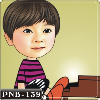 男生人像Q版漫畫PNB-139 鋼琴手Q版畫